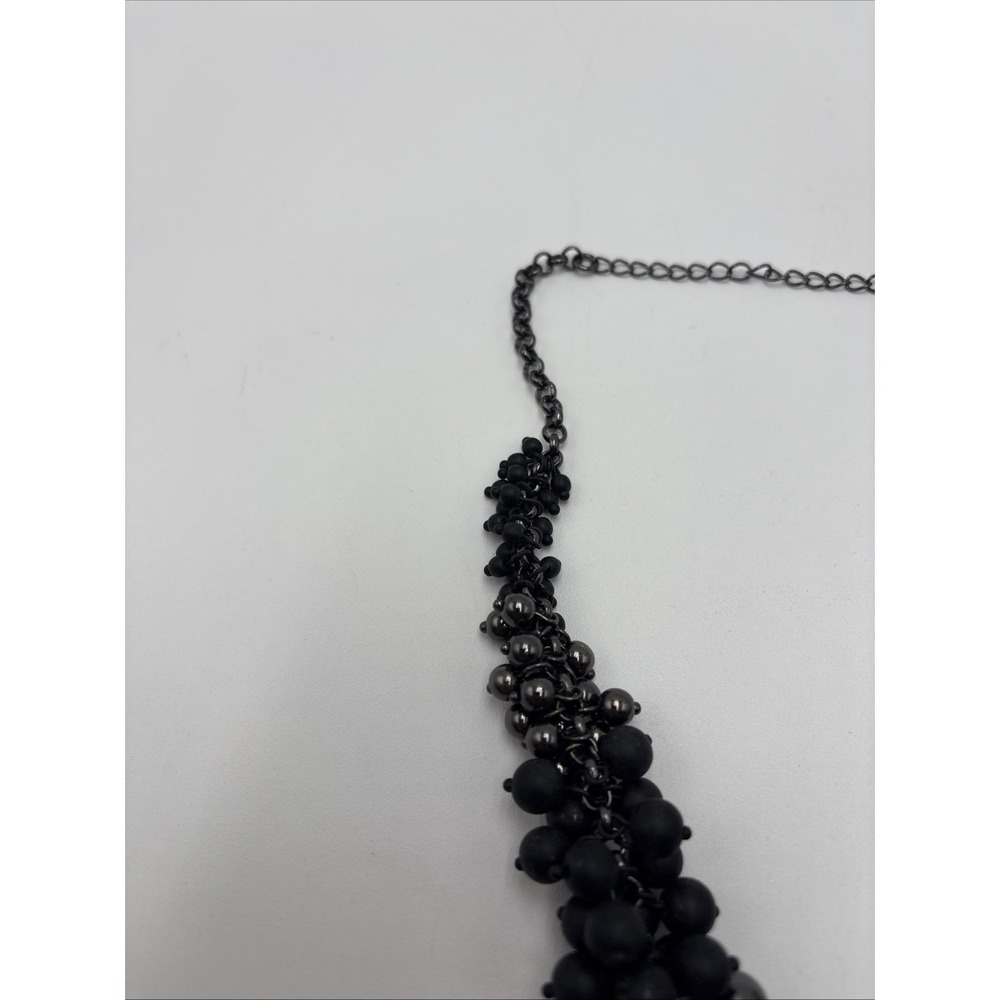 Lia Sophia Necklace Choker Black Beads 16" Inch Gun Metal GrayRare Discontinued - Picture 13 of 13